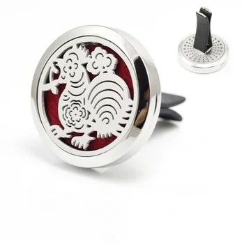 

30mm Stainless Steel Cock Design Essential Oil Diffuser Stainless Steel Locket Air Freshener with Vent Clip