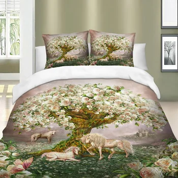 

Cartoon Unicorn printed bedding set Duvet Cover set Bedclothes with pillowcases queen double King twin sizes bedding set new 3pc