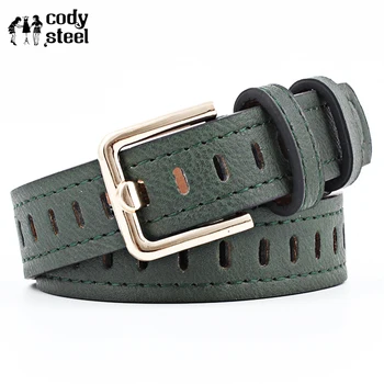 

Cody Steel Belts For Woman PU Leather Female Casual Belt Metal Without Pin Buckle Openwork Waistband Belt Fashion Ladies