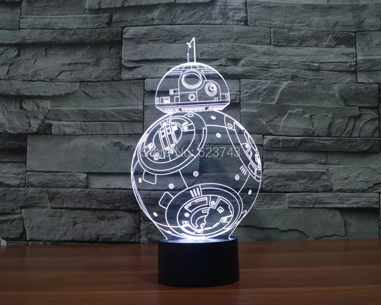 Новинка T-touch красочный BB8 Звездные войны светлый праздник украшения 3D BB-8 свет в ночь BB-8 ночь Lightsaber