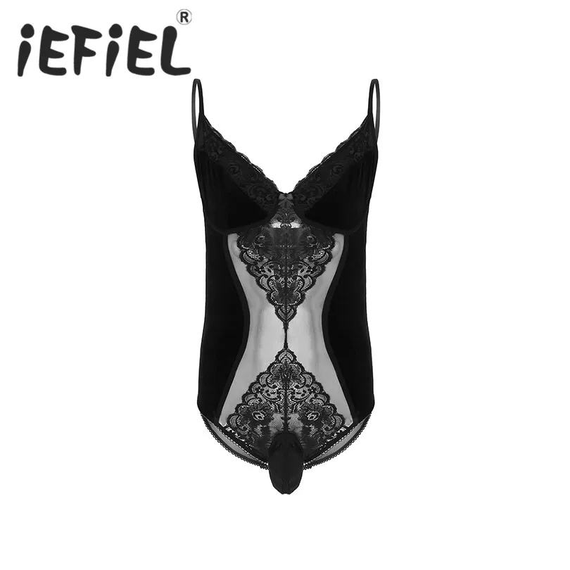 Сексуальное мужское нижнее белье iEFiEL цельный бархатный комбидресс с