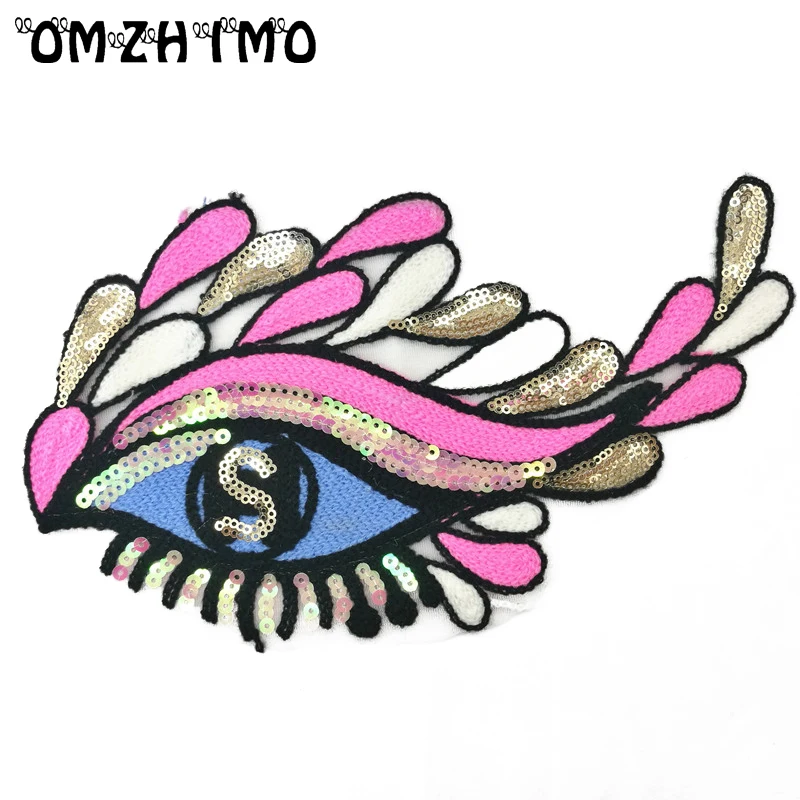 

Charming Eyes Embroidered Sequined Patches for Clothing Biker Motorcycle Sew on Patches for Clothing Tops Jeans Jackets Vest