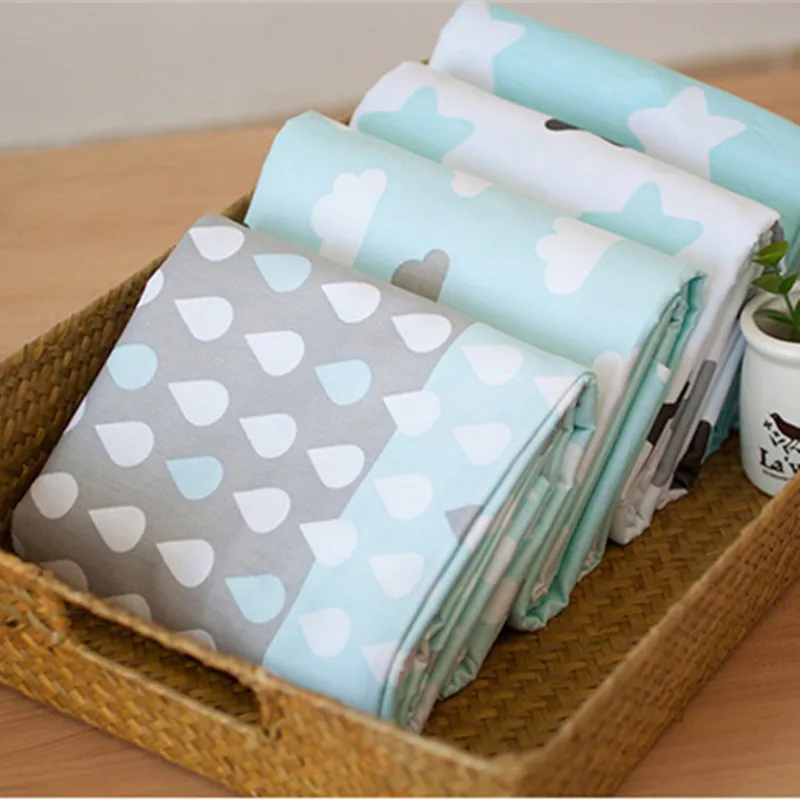

50*40cm Set Cotton Cloth Star Fabrics For Patchwork Kids Textile Baby Bedding Pillow Case Diy Crafts Scrapbooking Blue Raindrop