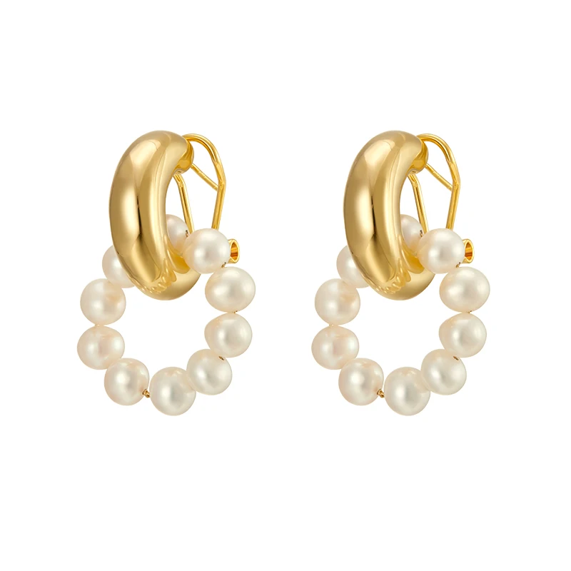 

Baroque Pearl circle Earrings Earrings New French Temperament Earrings Female