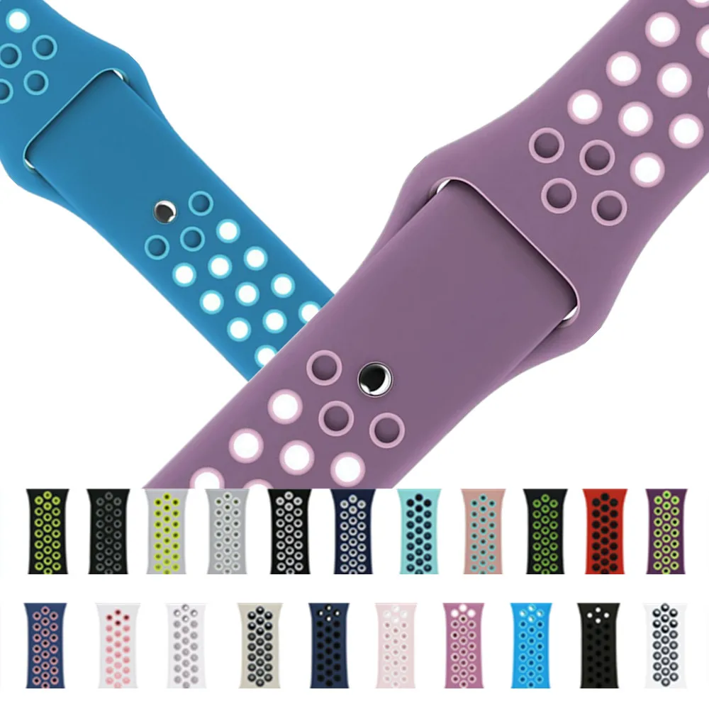 

Sports watchband Series 4 3 2 1 Edition Strap iwo 5 6 7 Watch Bands for Apple Watch Soft Silicone loop Band for iwatch 38mm 42mm