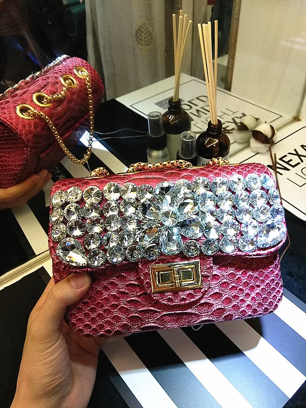 Luxo diamante sacos de noite moda crocodilo