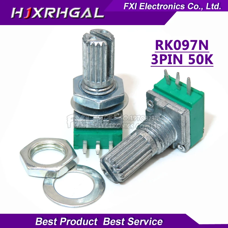 

5pcs RK097G 50K single linked potentiometer B50K with a switch audio 6pin shaft 15mm amplifier sealing potentiometer