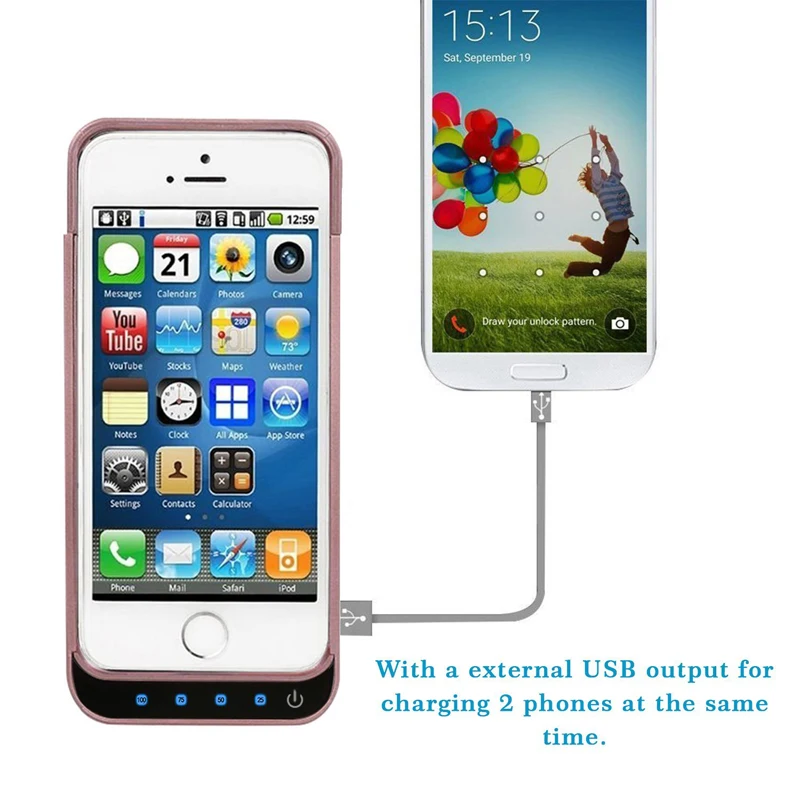 

Charger Battery Case4200mAh External wireless Battery Backup Case Power Battery Bank for iPhone 5/5S/5C SE Freeshipping-Rosegold