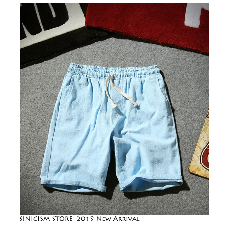 Sinicism Store красочные хлопковые льняные летние шорты мужские пляжные шорты мужские s тренировочные штаны цвета хаки Шорты повседневные белые спортивные шорты 5XL