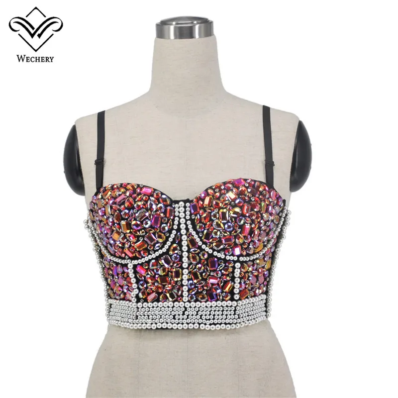 

Wechery Sexy Corset Floral Red Overbust Bustier Top for Women Beading Push Up Corsets 2019 New Fashion Women Slim Waist Corsets