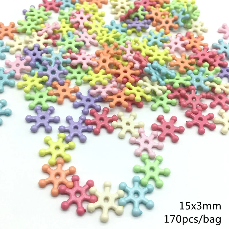 Meideheng mixed Light colour snowflake windmill Beads For Jewelry Making Children's DIY bracelet Picture frame 15mm 170pcs/bag |