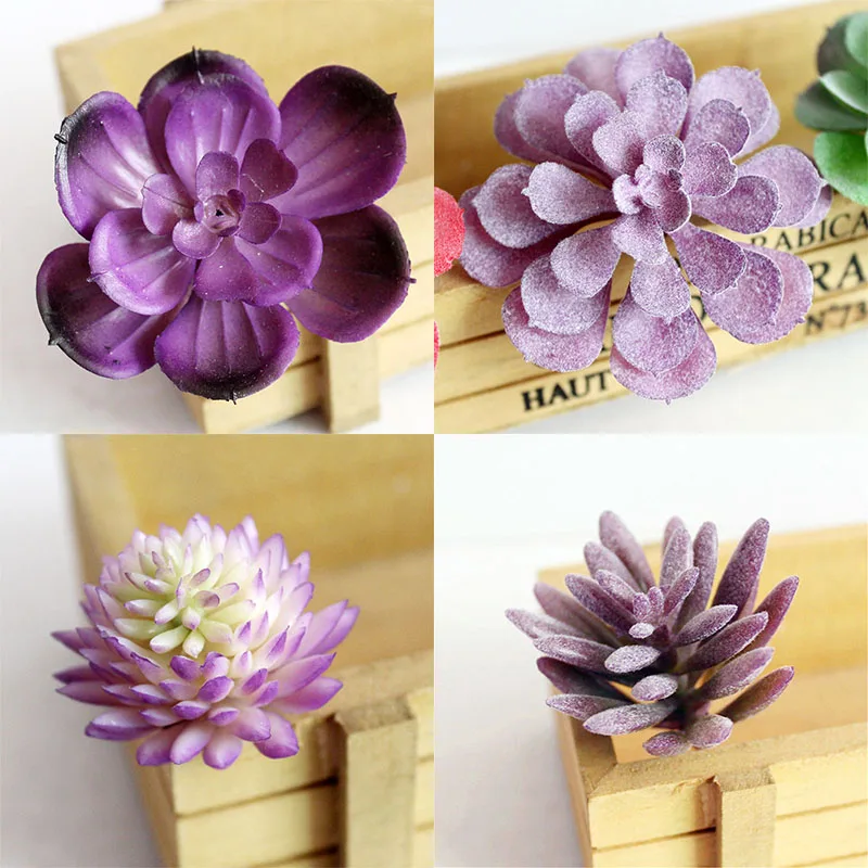 Charming Accessories Flocking DIY Mini Plant Plastic 1pc New Bridal Bouquet Fashion Purple Succulents Flower wall Floral