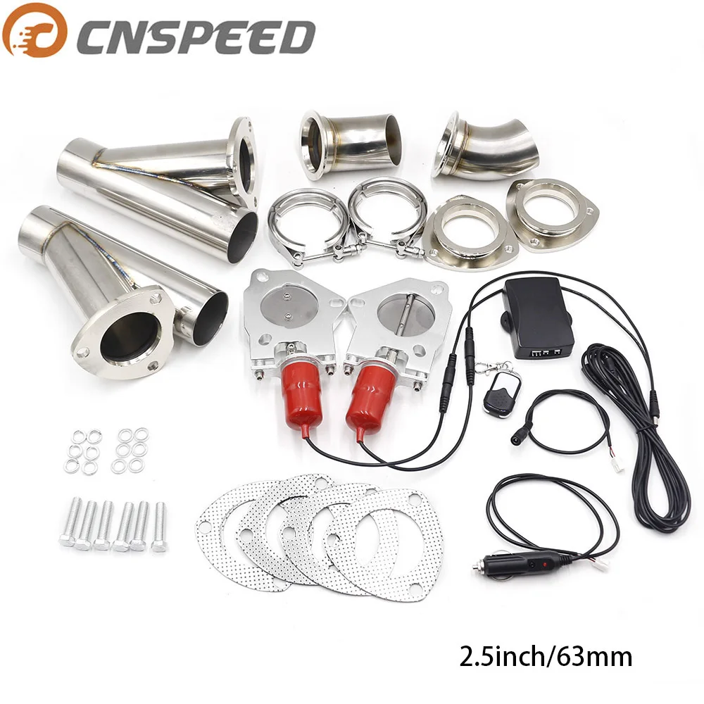

CNSPEED 2.5" 63mm Car Exhaust Control Valve With Remote Control Stainless Steel Exhaust Pipe Electric Exhaust Cut Out YC101053-2