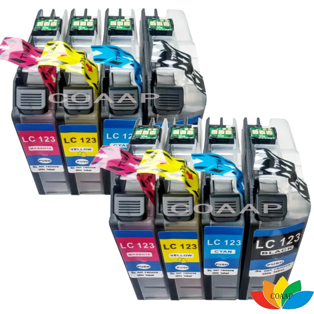 8X Compatible Ink Cartridges for LC 123 LC123 For Brother MFC J4410DW MFC J4510DW MFC J4610DW