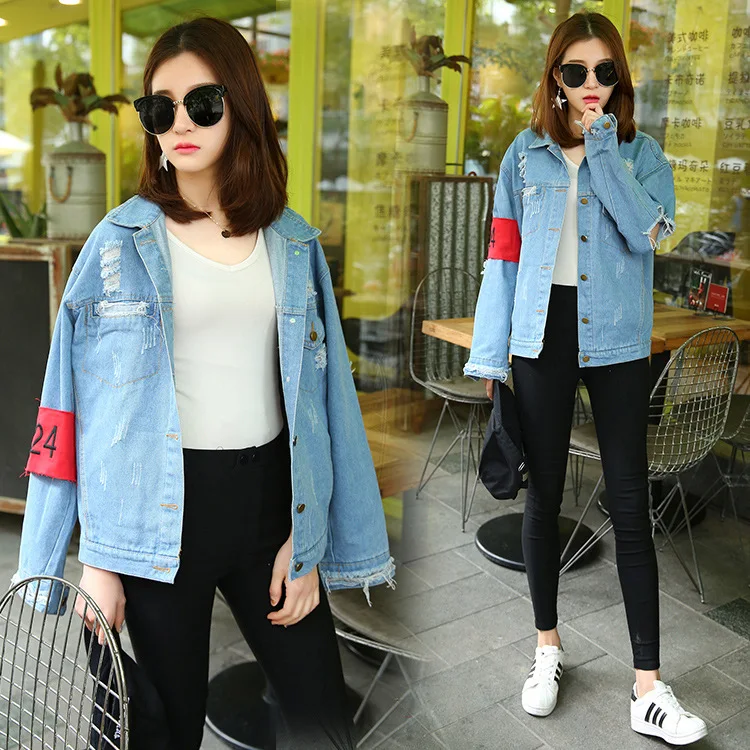 Korean Spring Denim Jacket Bf Harajuku Style Single Breasted Ladies