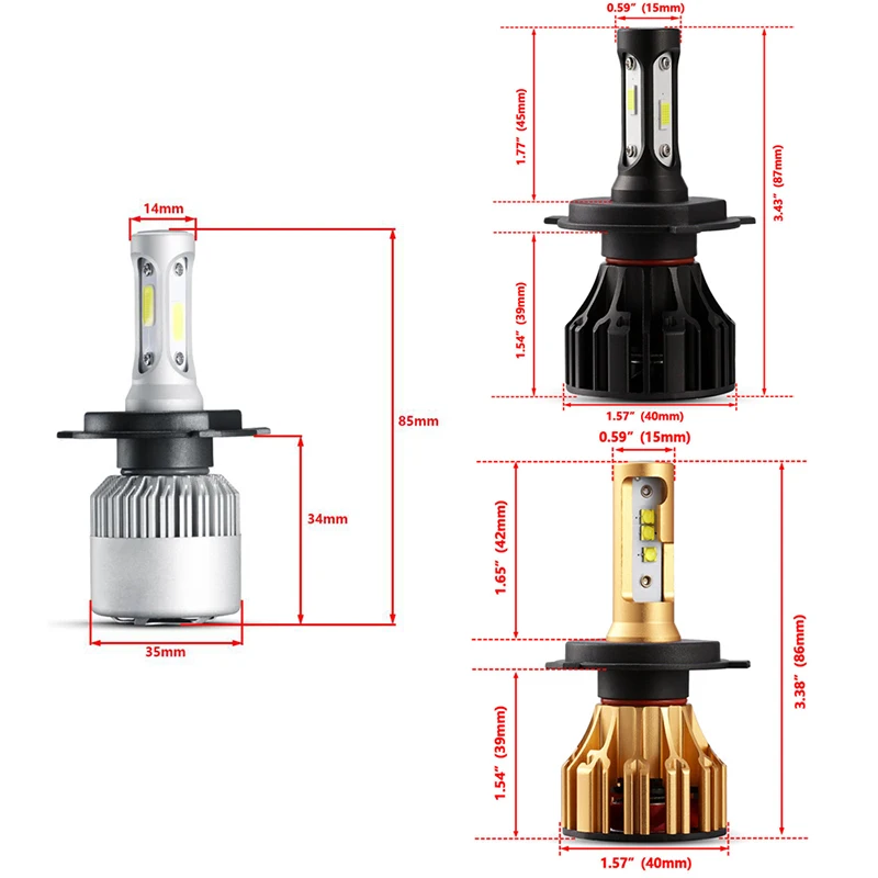 Oslamp S2 T6 T5 серия H4 Hi-Lo фары светодиодные фары 6500K Автомобильные фары лампы 70 Вт COB/SMD чипы Автомобильные светодиодные фары