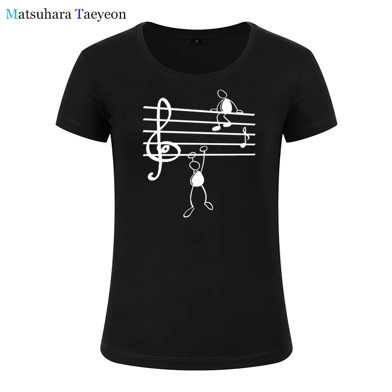 

Fashion Women clothing Music Notes Funny Print Tee T-shirt Women Top Short Sleeve Female tops clothing t shirt Brand for