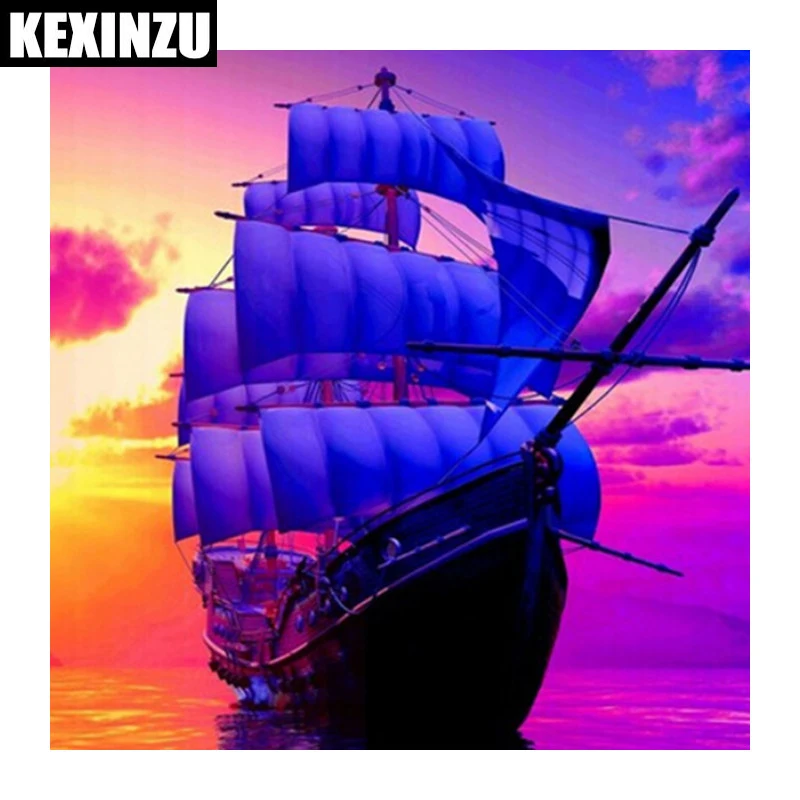 

diy diamond painting -sailboat- full square/round Diamond Embroidery Mosaic Cross Stitch Rhinestone Wedding decoration