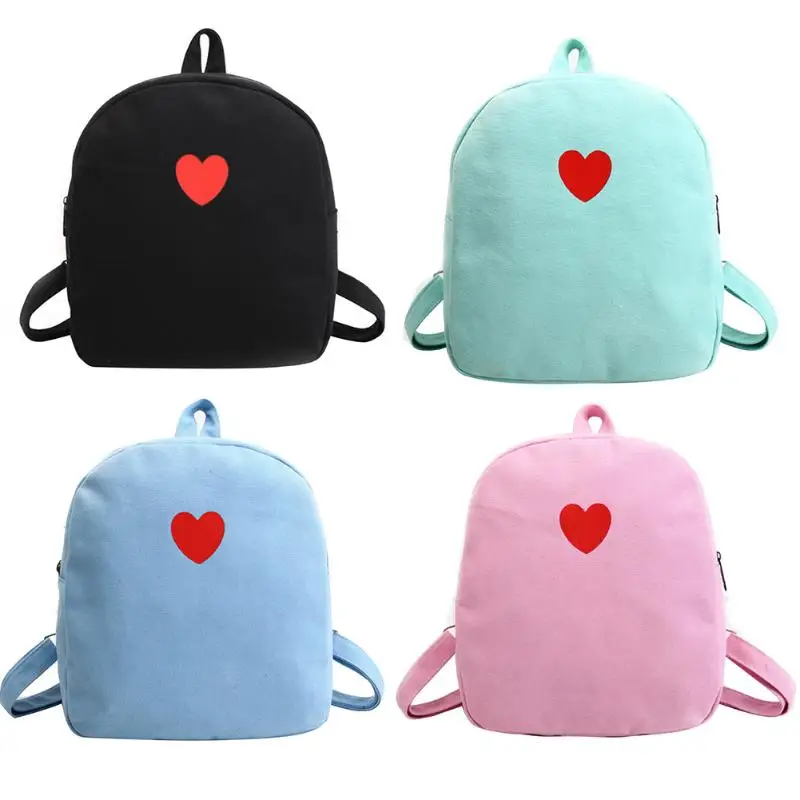 

Preppy Chic Canvas Backpack Love Printed Mini Simple Backpack School Bags for Teenagers Girls Children Leisure Backpack Mochilas