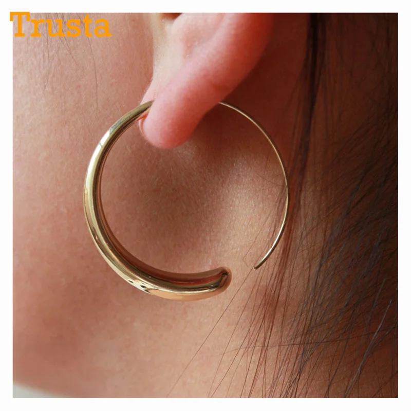 

Trusta 2018 New Hot Sell Wholesale Lot Women Fashion Shiny Gold /Silver Tone Earring 1.4"X1.4" Hoop Stud Girls Lady ZZZ