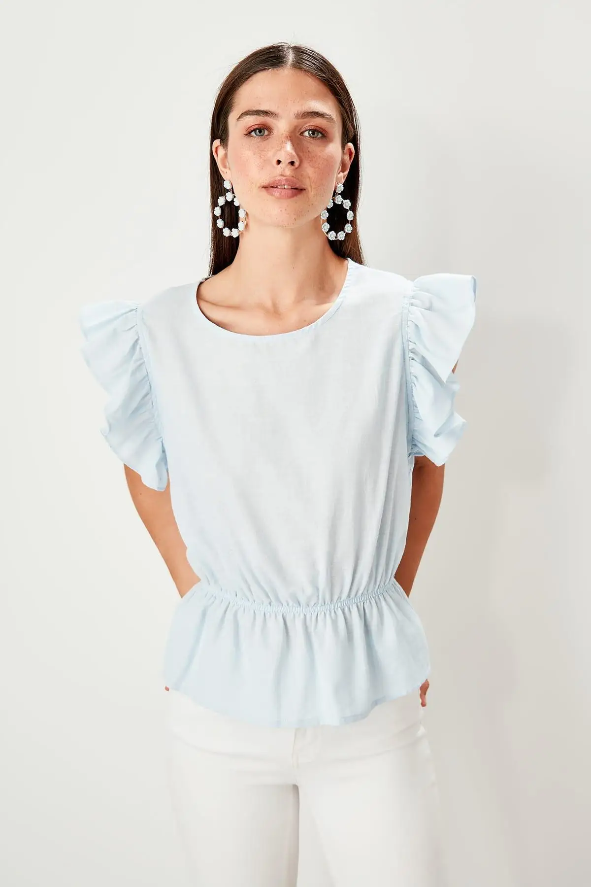 

Trendyol Blue Shirred Bluz TWOSS19BZ0046