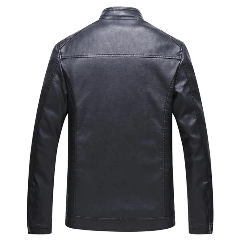 Мужская мотоциклетная теплая кожаная куртка LUOXIU 5XL6XL модная брендовая мужская