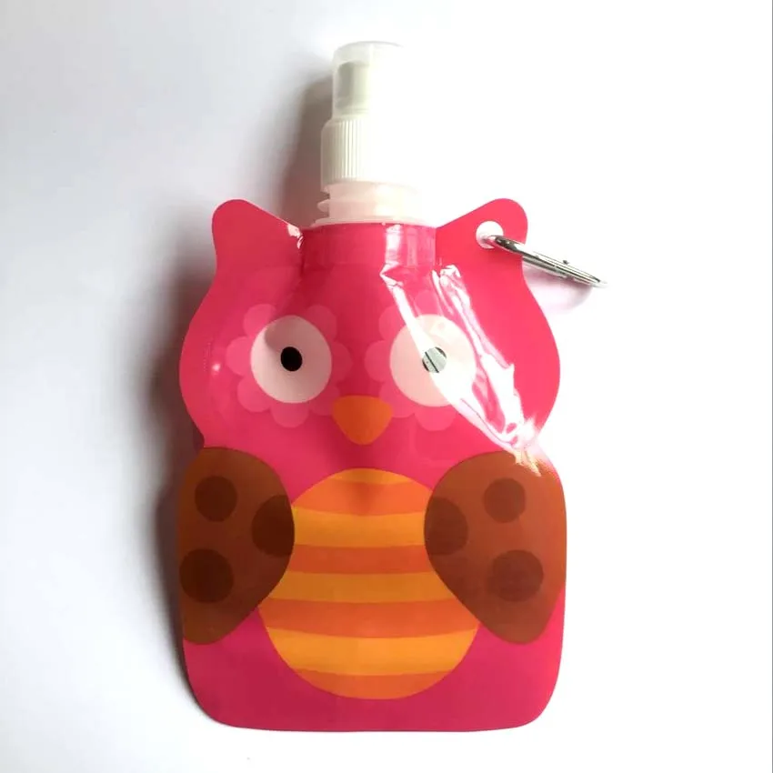 1 шт. Экологичная Складная Сумка-бутылка для воды с мультяшным животным, для путешествий, для детей, детский туристический подарок 300-350 мл