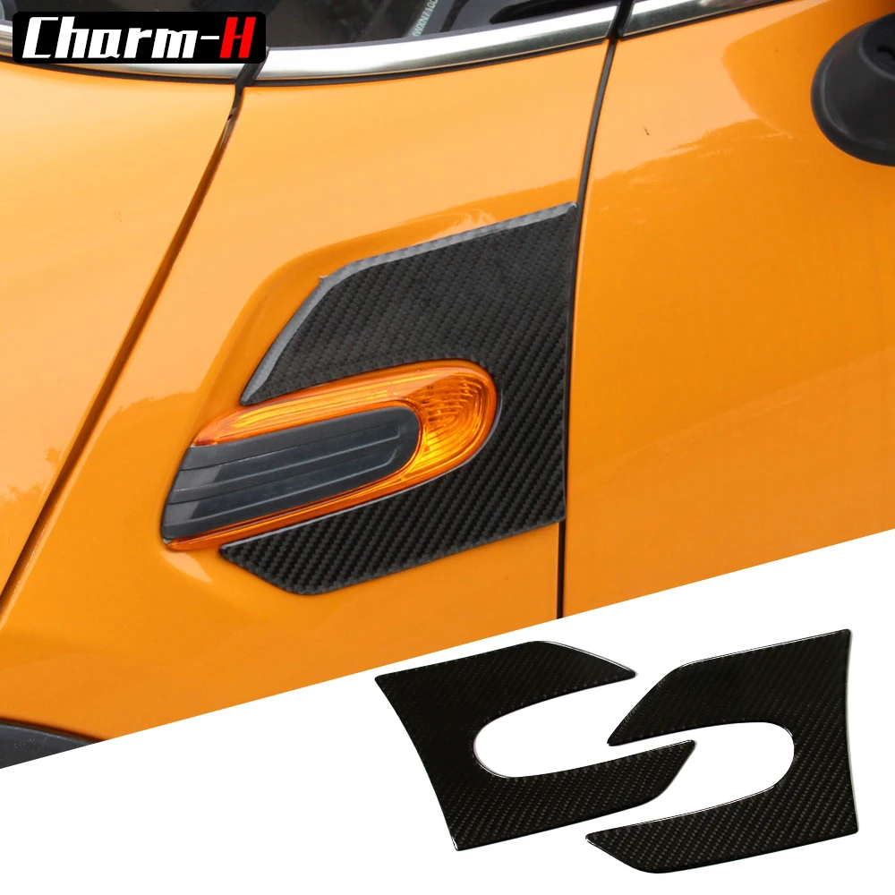 Genuine Carbon Fibre Car Side Wing Scuttle Styling Sticker left and right for Mini Cooper F55 F56 