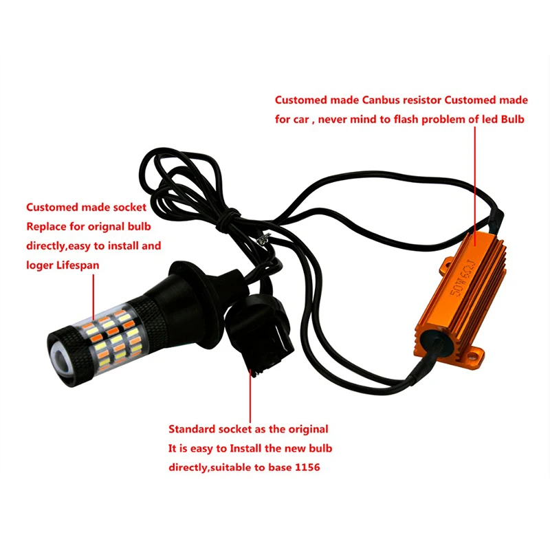 Dual Color WhiteAmber BAU15S BA15S 1156 Canbus Free Error DRL 4014 60 SMD 3156 7440 Turn Signal Reverse Lights 12V9