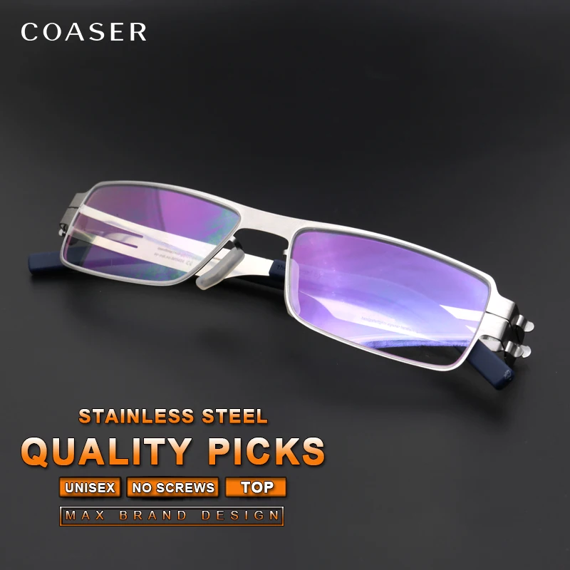 Grade Quality Stainless Steel Glasses Spectacle Men Square Myopia