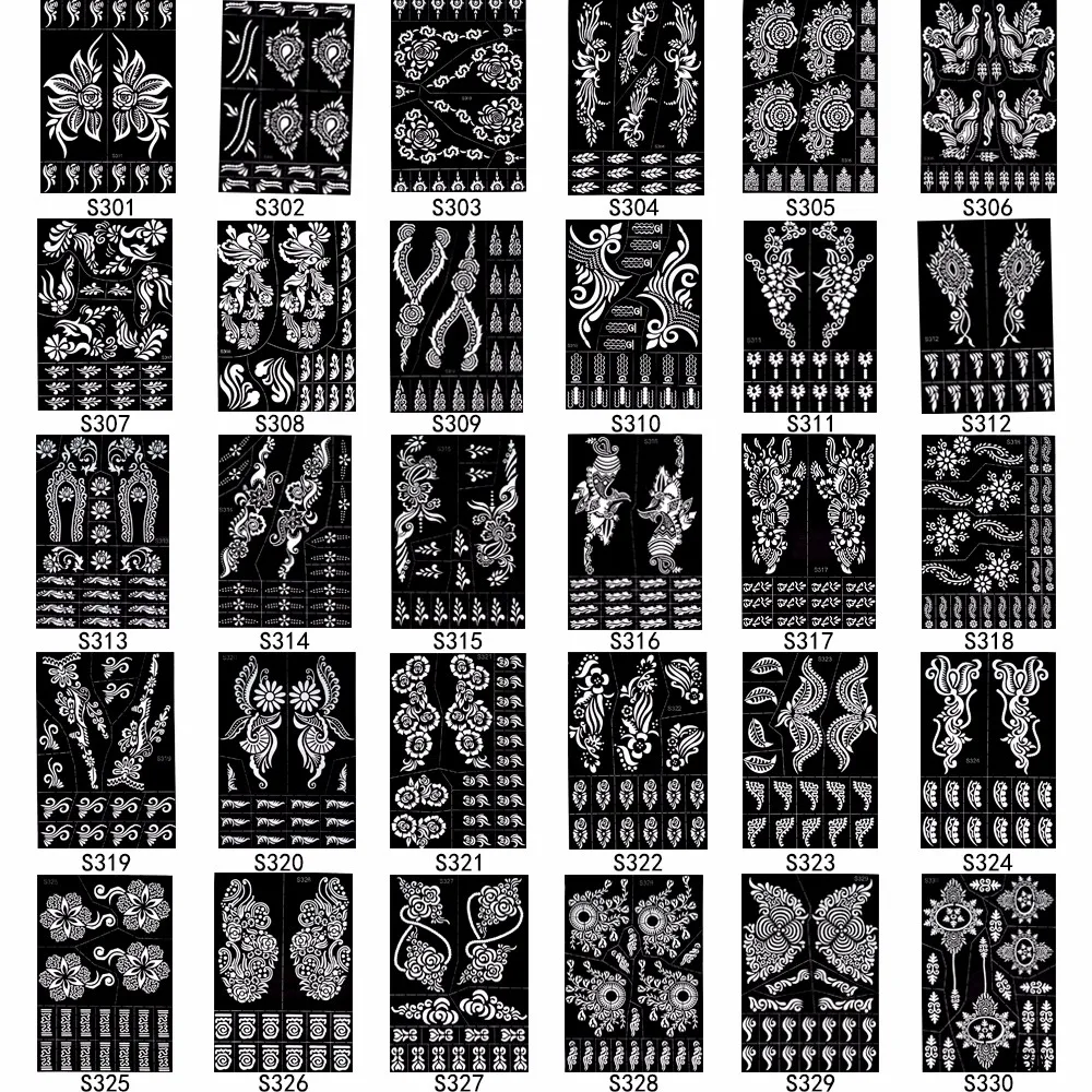 6 шт., маленькая полоска, хна, трафарет для татуировки, цветочный узор, браслет, дизайн, для женщин, рука, искусство, Аэрограф, живопись, татуировка, шаблон S600#04