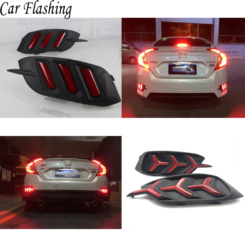 1 пара задних фонарей для Honda Civic 2016 2017 2018 светодиодный DRL задний бампер задние фары