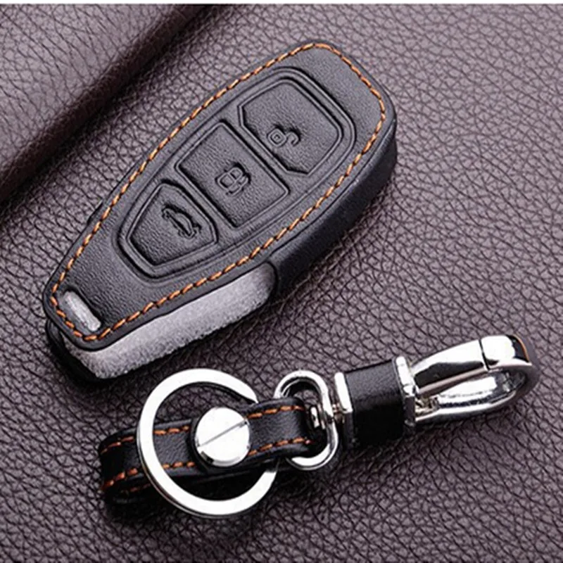 Кожаный брелок для Ford Focus 3 2013 2014 Fiesta Kuga Ecosport Fusion кожаный чехол ключей|holder for|holder