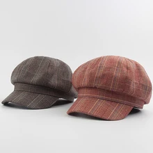 Британский стиль, клетчатая кепка газетчика, винтажная хлопковая шляпа художника, Женская/Мужская восьмиугольная кепка, весенне-Осенняя шапка s и шапки NZ075