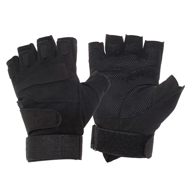 Спецназ половина/Полный Палец Тактические перчатки военные тактические перчатки Спорт на открытом воздухе Военные варежки - Цвет: half finger black