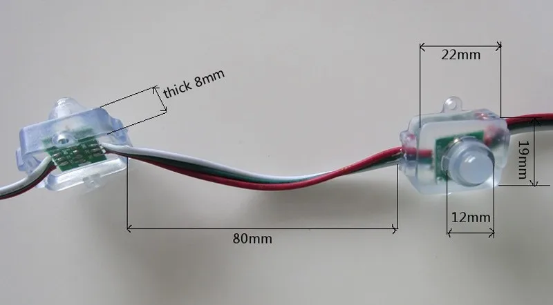 12 мм WS2811 пиксельный модуль, IP68 Водонепроницаемый DC5V вход полноцветный 50 шт. на веревку