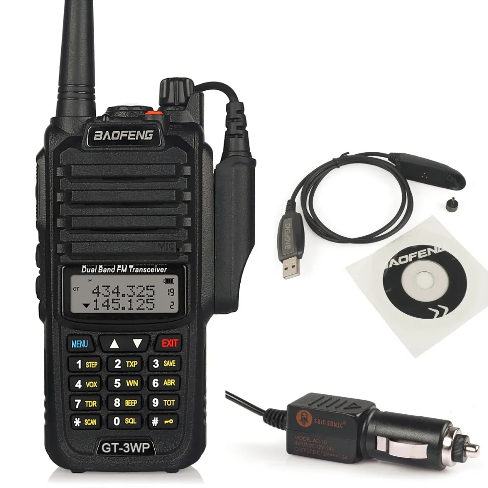 bilder für Baofeng GT-3WP IP67 Wasserdicht Dual-Band 2 Mt/70 cm Ham Zwei-wege-radio Walkie Talkie + Programmierkabel & CD + Auto Ladekabel bilder für Baofeng GT-3WP IP67 Wasserdicht Dual-Band 2 Mt/70 cm Ham Zwei-wege-radio Walkie Talkie + Programmierkabel & CD + Auto Ladekabel