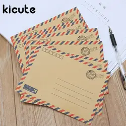 Kicute 8 шт./компл. мини Винтаж авиапочтой kraft Конверты почтовые бумажные милый мультфильм Бумага корейский Почтовые открытки письмо