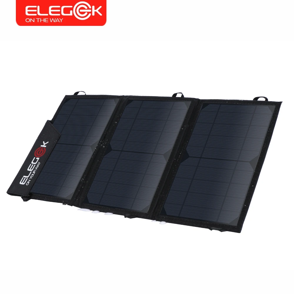 

15W Foldable Solar Charger with Dual USB Output ELEGEEK 5V Outdoor Waterproof Folding Solar Panel for Cellphone Power Bank GoPro