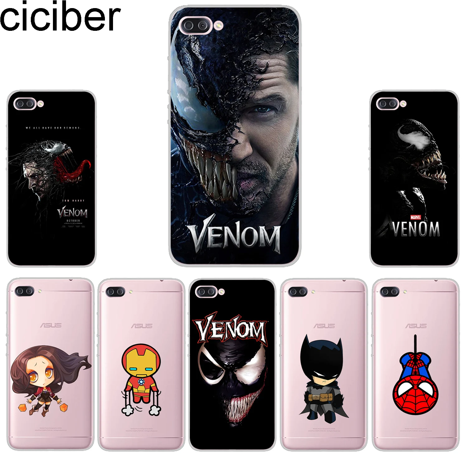 ciciber Phone Cases For ASUS Zenfone 4 Max Plus Pro Live 3 GO Case Soft Back Cover ZC520KL ZB501KL ZC554KL ZB500KL Marvel Venom |