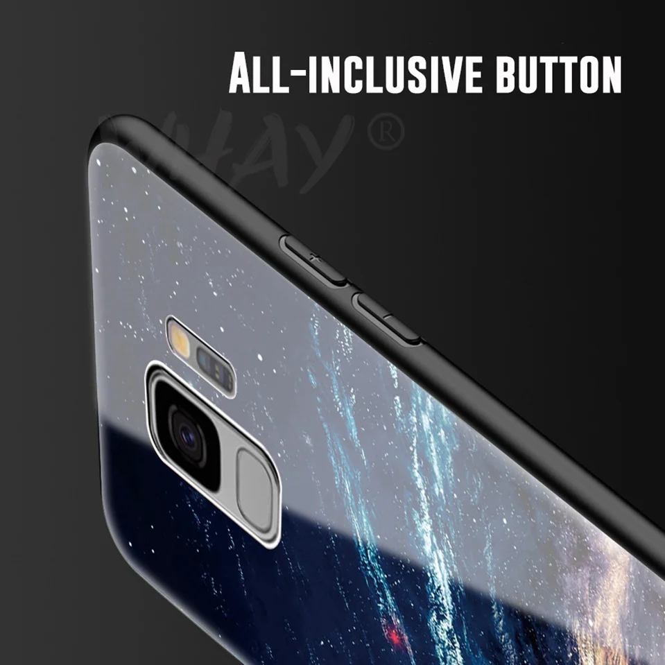 Tempered Glass For Samsung Galaxy S9 Plus Silicone Capa Luxury Patterned Back Case For Samsung S9 Plus S9Plus Note 8 Note8 Cover (6)