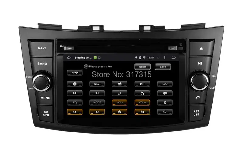 Top Android 5.1 Car DVD Player for Suzuki Swift 2011 2012 2013 with GPS Navigation Radio BT USB SD AUX Stereo WIFI 4Core 1024*600 4