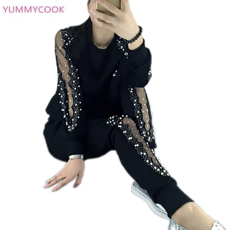 

YUMMYCOOK Spring new women's suits 2018 autumn large size sportswear two-piece suit loose fashion suit sets plus size 4XL Y17