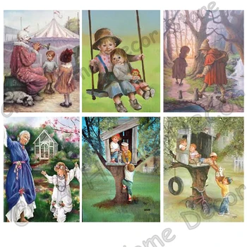 

Grandparent Cartoon Playing Children Drill Resin Ribbon Mosaic 5D Diy Embroidery Diamond Painting 3D Cross Stitch Kits crafts