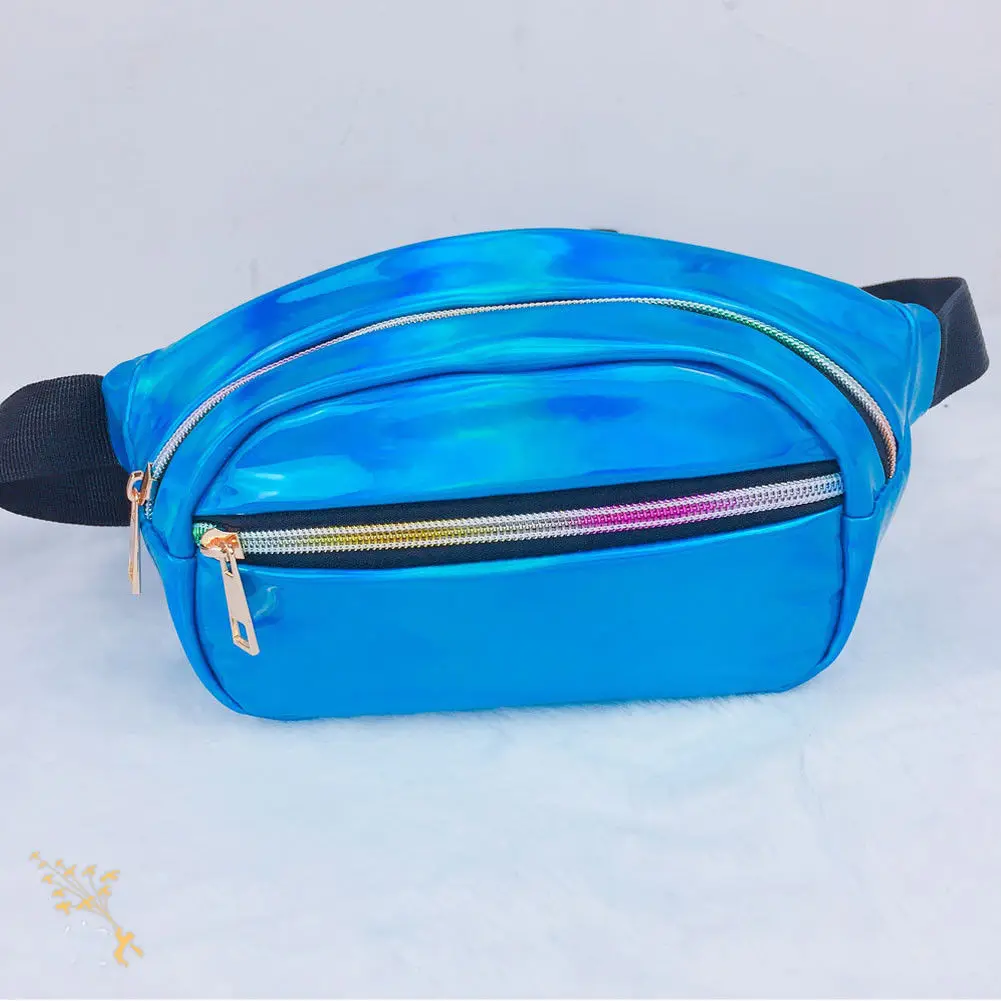 Новинка, брендовая Водонепроницаемая Лазерная поясная сумка, поясная сумка на пояс, женская сумка унисекс, поясная сумка из лазерной кожи, лазерная - Цвет: Синий