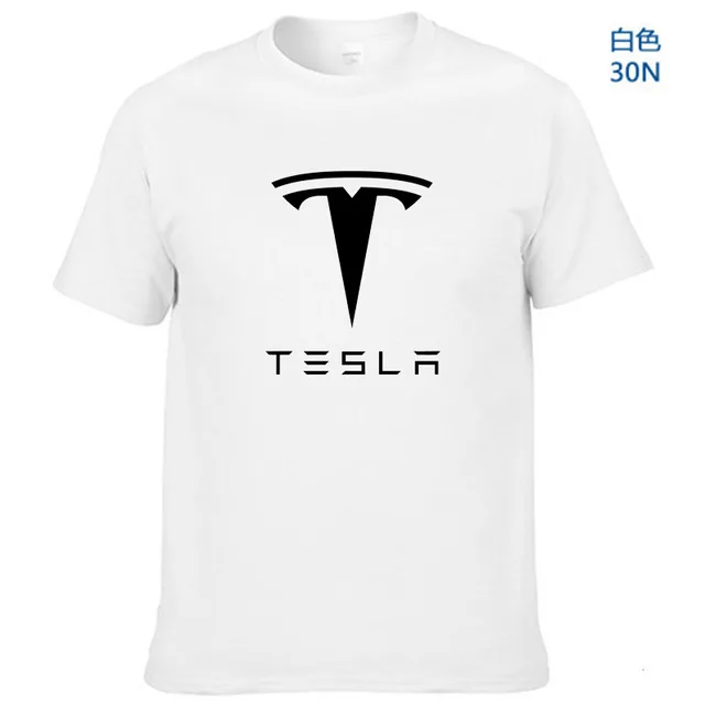 New Tesla Men T Shirts Short Sleeve Round Neck Ringer Letter Printed cotton Male Tees Casual Boy t-shirt Tops many colors - Цвет: White