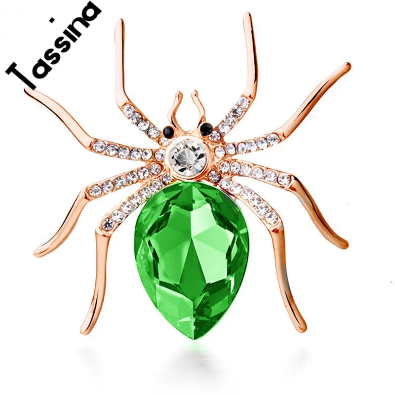 

Tassina brooches Rose Gold Color Zircon Crystal Luxury CC Spider Insect Brooches Female Fashion Brooches for women IK5785