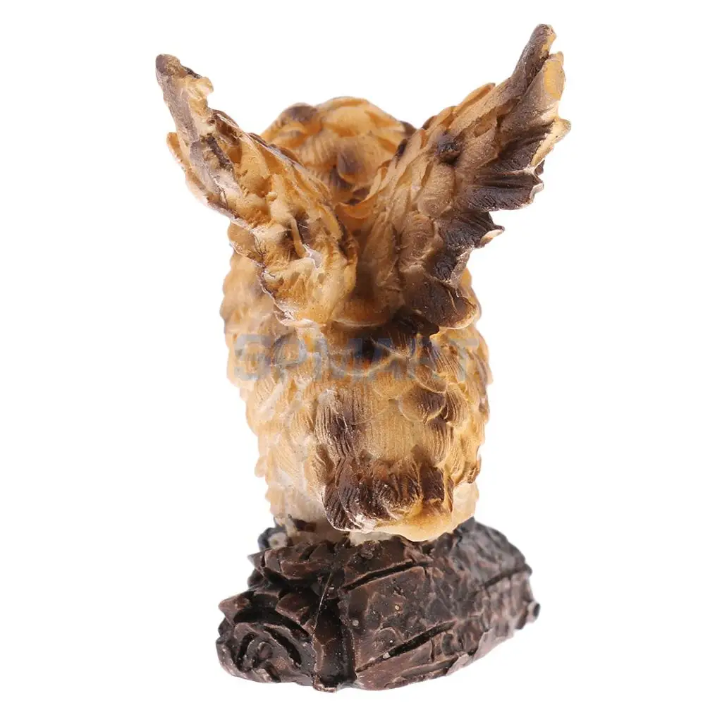 Realistic Miniature Flying Owl Statue Animal Model Sculpture Figurine for Backyard Fairy Garden Room Office Decorative Accessory