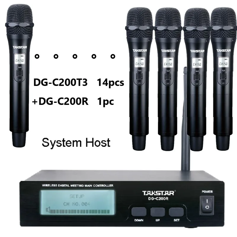 Новинка Takstar DG-C200R 14 человек ручные микрофоны конференц-микрофон система 2,4G Цифровая беспроводная Конференц-система