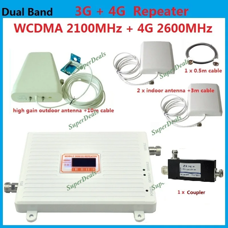 

Dual Band 2100MHz 3g booster repeater 4g 2600MHz Mobile Phone Signal Booster lte 4g repeater Signal anplificador 4g aerial 2100